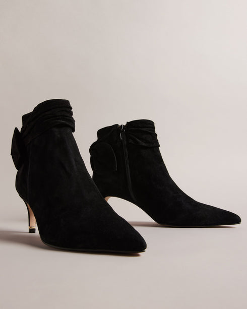 YONA-Boots-Step Out In Style With Yona. A Supple Suede Leather Adds A Touch Of Luxury To These Boots While The Kitten Heel Keeps Them Comfortable For All-day Wear. To Top Off The Look A Bow And Ruching Bring A Feminine Flair To The Design. Ankle boots Suede leather Kitten heel Pointed toe Zip fastening Bow on heel Ruched trim Logo engraved heel detail- Ted Baker Romania