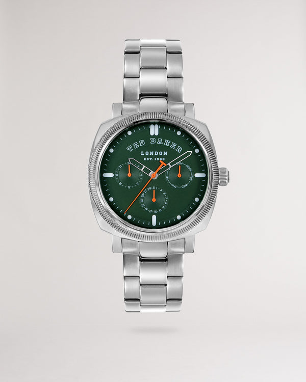 QUART-Watches-Stay on time, in style with QUART. This stylish and functional watch features a chronograph dial that provides additional timekeeping functions. Made with a durable stainless steel bracelet, this watch is water resistant up to 50m and is designed to withstand the demands of a busy workday. With a 1-year warranty, you can be confident in your investment and keep moving forward with style.Now available with sustainably sourced packaging, with paper materials sourced from FSC certified, sustainab