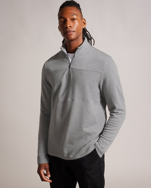GAZINE-Tops-GAZINE is effortlessly cool. Crafted from a sumptuous cotton blend and designed with a funnel neck, half zip, and subtle textured panel, this piece is ready for nights in and days out alike. Pullover jacket Half zip Funnel neck 100% cotton Textured panel Long sleeves- Ted Baker Romania