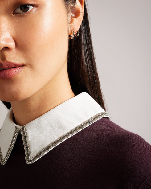 PENNIII-Knitwear-Your new favourite jumper, PENNIII has all the comfort with a little added charm, thanks to its embellished shirt collar. Pair with your favourite jeans to spruce up your casual outfits.This product is made using LENZING™ ECOVERO™ Viscose fibers. LENZING™ ECOVERO™ fibers are derived from sustainable wood and pulp, sourced from certified and controlled forests, with up to 50% lower emissions and water impact compared to generic viscose. LENZING™ and ECOVERO™ is a trademark of Lenzing AG. Jum