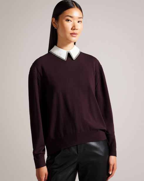 PENNIII-Knitwear-Your new favourite jumper, PENNIII has all the comfort with a little added charm, thanks to its embellished shirt collar. Pair with your favourite jeans to spruce up your casual outfits.This product is made using LENZING™ ECOVERO™ Viscose fibers. LENZING™ ECOVERO™ fibers are derived from sustainable wood and pulp, sourced from certified and controlled forests, with up to 50% lower emissions and water impact compared to generic viscose. LENZING™ and ECOVERO™ is a trademark of Lenzing AG. Jum