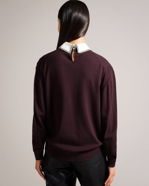 PENNIII-Knitwear-Your new favourite jumper, PENNIII has all the comfort with a little added charm, thanks to its embellished shirt collar. Pair with your favourite jeans to spruce up your casual outfits.This product is made using LENZING™ ECOVERO™ Viscose fibers. LENZING™ ECOVERO™ fibers are derived from sustainable wood and pulp, sourced from certified and controlled forests, with up to 50% lower emissions and water impact compared to generic viscose. LENZING™ and ECOVERO™ is a trademark of Lenzing AG. Jum