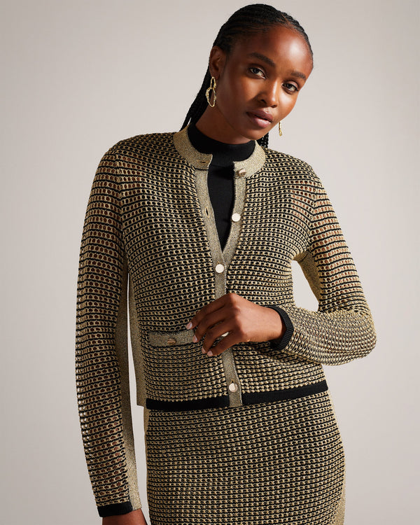SALLYAN-Knitwear-Whether you're dressing up for a night out or adding a touch of glam to your everyday look, SALLYAN has you covered. Versatile and stylish, this knitted jacket is ready to make every day a special occasion. Knitted jacket Crew neck Long sleeves Button fastening Metallic threads- Ted Baker Romania