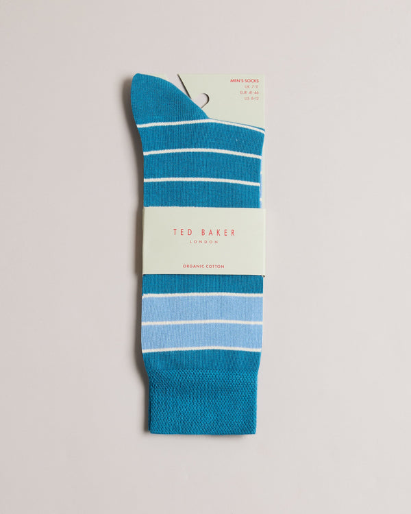 BREEZEY-Socks-Put your best foot forward in BREEZEY. Crafted from a cotton blend, these socks offer the ideal blend of softness and durability. A classic striped print adds a subtle pop of colour to your everyday look. Crew socks Cotton blend Striped print Logo detail Stretch fabric- Ted Baker Romania