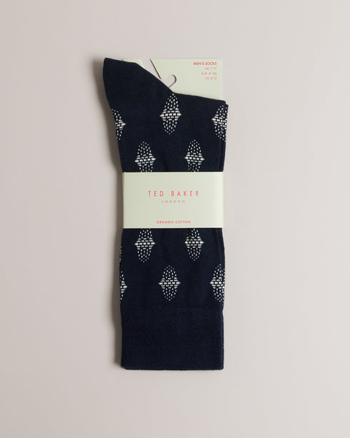 DRENCHD-Socks-Treat your feet to DRENCHD. In a versatile crew length with a geometric jacquard pattern, this cotton rich pair adds dimension to any look. Crew socks Cotton blend Jacquard geometric print Metallic logo detail Cuffed ankle- Ted Baker Romania