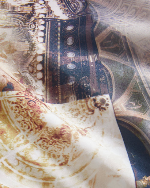 JACCIEE-Dresses-Adorned with an enchanting opera print, JACCIEE adds a touch of artistic flair to your look. Whether you're attending a special event, a gala, or a romantic evening out, our satin slip dress is the epitome of elegance and sophistication. Satin slip dress Stand collar Sleeveless Opera print Gathered neckline Full length neck tie Concealed zip fastening Length: 126cm Silvia is 5'11" / 1.8m and wears Ivory in a Ted size 1- Ted Baker Romania