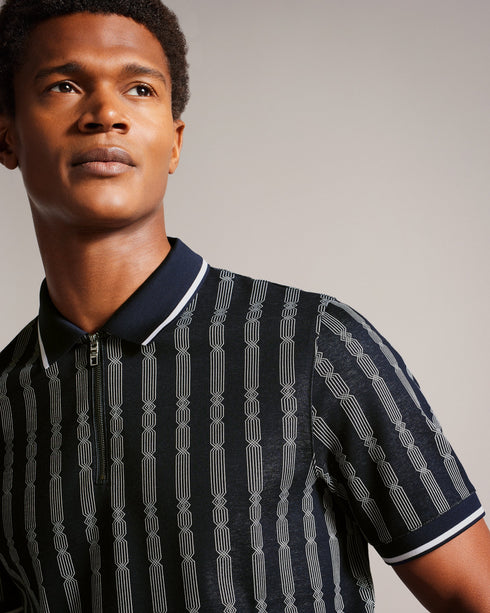 ICKEN-Tops-Meet your new favorite polo. Short sleeves, a convenient zip placket, and a geometric design make ICKEN effortlessly stylish. Polo shirt Short sleeves Zip placket Classic collar Regular fit Geometric jacquard design- Ted Baker Romania