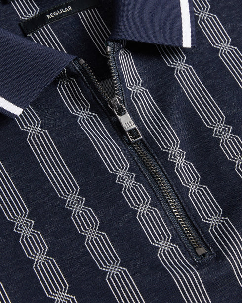 ICKEN-Tops-Meet your new favorite polo. Short sleeves, a convenient zip placket, and a geometric design make ICKEN effortlessly stylish. Polo shirt Short sleeves Zip placket Classic collar Regular fit Geometric jacquard design- Ted Baker Romania