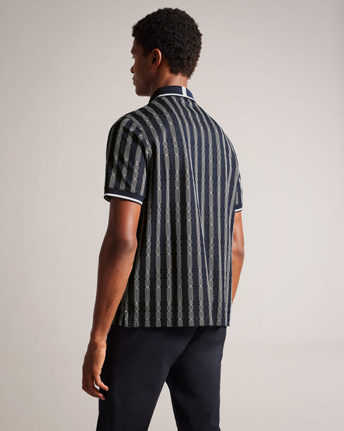 ICKEN-Tops-Meet your new favorite polo. Short sleeves, a convenient zip placket, and a geometric design make ICKEN effortlessly stylish. Polo shirt Short sleeves Zip placket Classic collar Regular fit Geometric jacquard design- Ted Baker Romania