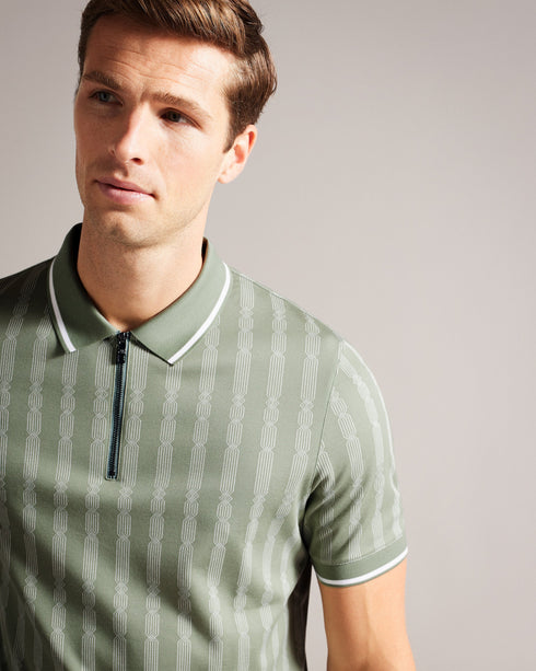 ICKEN-Tops-Meet your new favorite polo. Short sleeves, a convenient zip placket, and a geometric design make ICKEN effortlessly stylish. Polo shirt Short sleeves Zip placket Classic collar Regular fit Geometric jacquard design- Ted Baker Romania