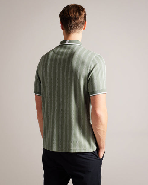 ICKEN-Tops-Meet your new favorite polo. Short sleeves, a convenient zip placket, and a geometric design make ICKEN effortlessly stylish. Polo shirt Short sleeves Zip placket Classic collar Regular fit Geometric jacquard design- Ted Baker Romania