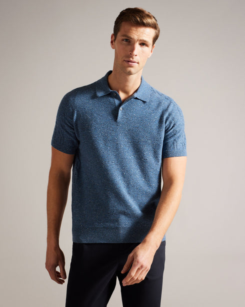 USTEE-Knitwear-Elevate your casual game with this USTEE. Wear it to brunch, work, or a garden party and watch the compliments roll in. Polo shirt Short sleeves Cable knit detailing Button fastening Classic collar Marled texture- Ted Baker Romania