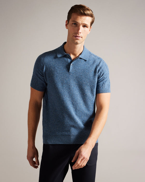 USTEE-Knitwear-Elevate your casual game with this USTEE. Wear it to brunch, work, or a garden party and watch the compliments roll in. Polo shirt Short sleeves Cable knit detailing Button fastening Classic collar Marled texture- Ted Baker Romania