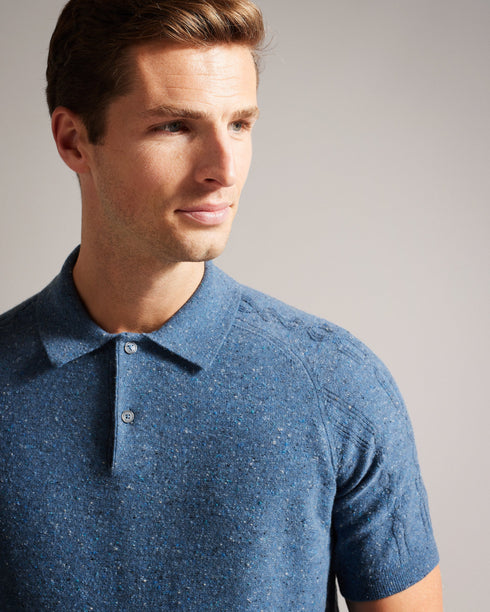 USTEE-Knitwear-Elevate your casual game with this USTEE. Wear it to brunch, work, or a garden party and watch the compliments roll in. Polo shirt Short sleeves Cable knit detailing Button fastening Classic collar Marled texture- Ted Baker Romania