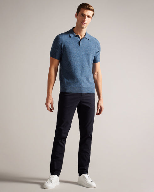 USTEE-Knitwear-Elevate your casual game with this USTEE. Wear it to brunch, work, or a garden party and watch the compliments roll in. Polo shirt Short sleeves Cable knit detailing Button fastening Classic collar Marled texture- Ted Baker Romania