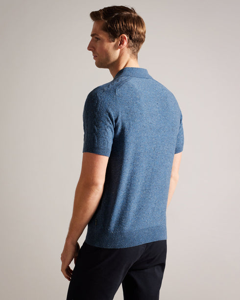 USTEE-Knitwear-Elevate your casual game with this USTEE. Wear it to brunch, work, or a garden party and watch the compliments roll in. Polo shirt Short sleeves Cable knit detailing Button fastening Classic collar Marled texture- Ted Baker Romania