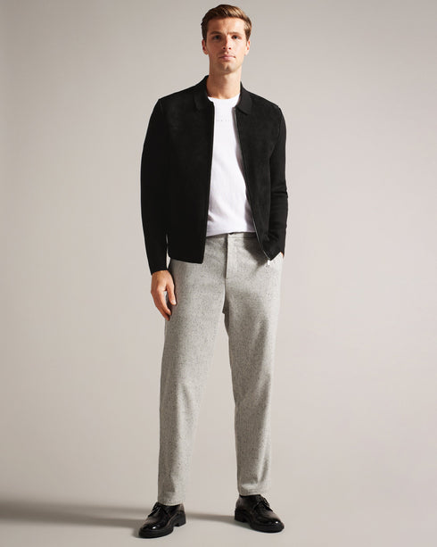 PIETER-Knitwear-Get ready to up your style game with our PIETER jacket. The suede front gives it that touch of luxury, while long sleeves keep you cosy and the ribbed collar adds a dash of rugged charm. Jacket Suede front Long sleeves Ribbed collar Zip fastening- Ted Baker Romania