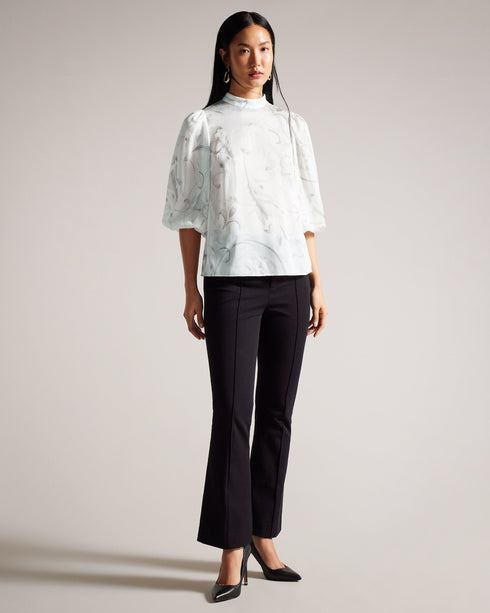 LILIOH-Tops-Unleash your inner flower child with LILIOH. With half-length balloon sleeves and a delicate floral print, it's perfect for when you want to make a statement without saying a word. Blouse Half length balloon sleeves High neck Half zip fastening Delicate floral print- Ted Baker Romania
