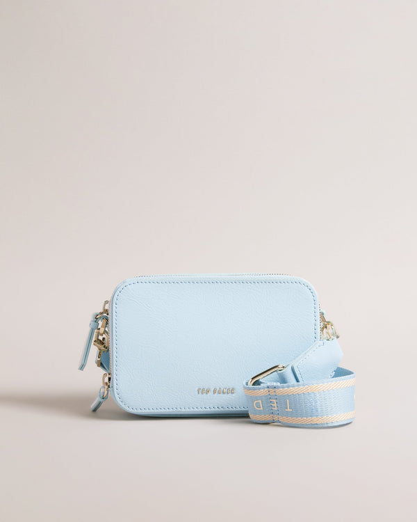 STUNNIE-Bags-It's all in the details: Camera bag Top grain leather Two zip compartments Adjustable and removable webbing strap Logo hardware Slip pocket Dimensions: 17cm x 11 cm x 5cm- Ted Baker Romania