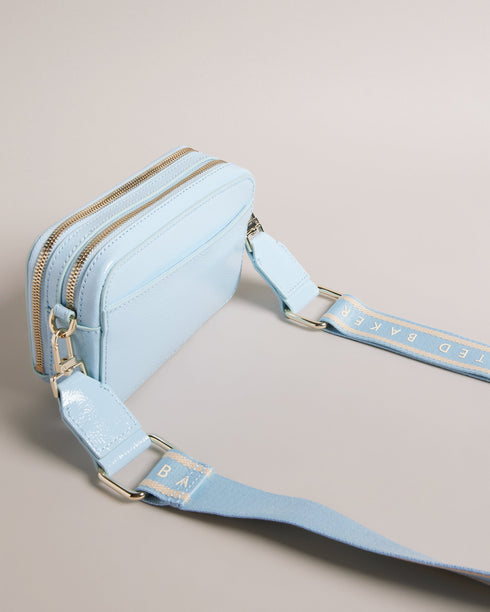 STUNNIE-Bags-It's all in the details: Camera bag Top grain leather Two zip compartments Adjustable and removable webbing strap Logo hardware Slip pocket Dimensions: 17cm x 11 cm x 5cm- Ted Baker Romania