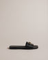 ASHINU-Sandals-It's all in the details: Sandals Croc effect leather Slip on Logo engraved T hardware Logo detailing- Ted Baker Romania