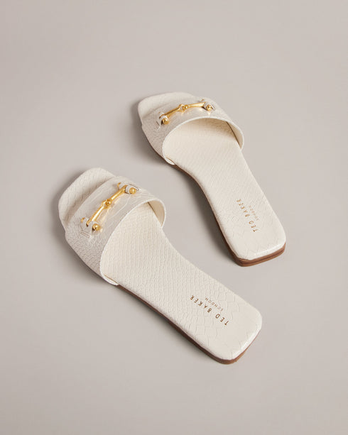 ASHINU-Sandals-It's all in the details: Sandals Croc effect leather Slip on Logo engraved T hardware Logo detailing- Ted Baker Romania