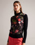 FRASIEE-Knitwear-It's all in the details: Knitted sweater Ribbed collar Floral print Long sleeve design- Ted Baker Romania