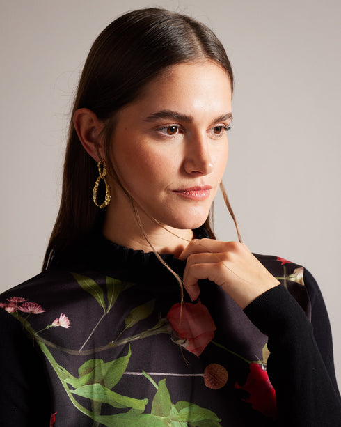 FRASIEE-Knitwear-It's all in the details: Knitted sweater Ribbed collar Floral print Long sleeve design- Ted Baker Romania