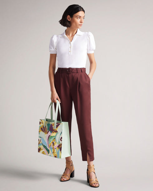 BRELCON-Bags-Hold your head high as you walk down the street with BRELCON. With a colorful brush stroke pattern, this shopper bag is sure to elevate your style game. This bag is complete with two top handles and an embossed Ted Baker branding. This product is made with 40% recycled polyester and 18% recycled polyurethane. Fabric made with recycled materials saves water and energy and helps divert waste from landfill. Large shopper bag Sand Dune brush strokes print Two top handles One internal pocket Embosse