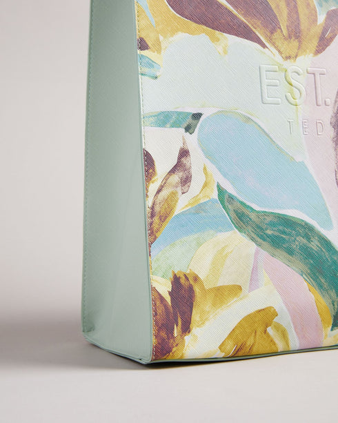 BRELCON-Bags-Hold your head high as you walk down the street with BRELCON. With a colorful brush stroke pattern, this shopper bag is sure to elevate your style game. This bag is complete with two top handles and an embossed Ted Baker branding. This product is made with 40% recycled polyester and 18% recycled polyurethane. Fabric made with recycled materials saves water and energy and helps divert waste from landfill. Large shopper bag Sand Dune brush strokes print Two top handles One internal pocket Embosse