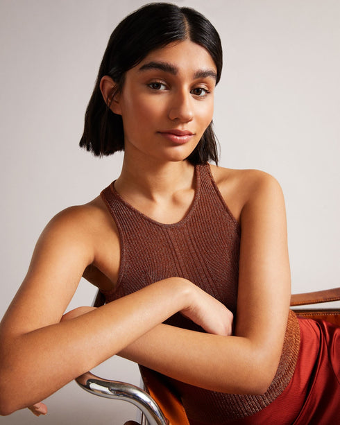FELISSA-Knitwear-Metallic Racer Knit Tank- Ted Baker Romania