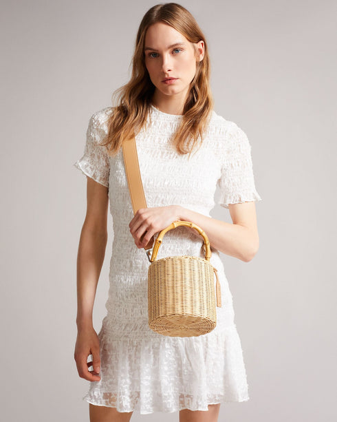 JAYRIRI-Bags-Upgrade your accessories with JAYRIRI. With a drawstring fastening, adjustable shoulder strap and basket weave, you'll never have to trade comfort for elegance with this bucket bag. Bucket bag Basket weave Top handle Shoulder strap Dimensions: 15.5cm x 19cm x 17cm- Ted Baker Romania