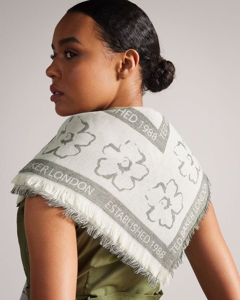 KEMILY-Scarves-Elevate your wardrobe with KEMILY. Our signature magnolia motif brightens up this floaty scarf and will add a sleek accent to your everyday looks. Ted Baker accessories collection Square scarf Magnolia print Fringed edge Dimensions: 90cm x 90cm- Ted Baker Romania
