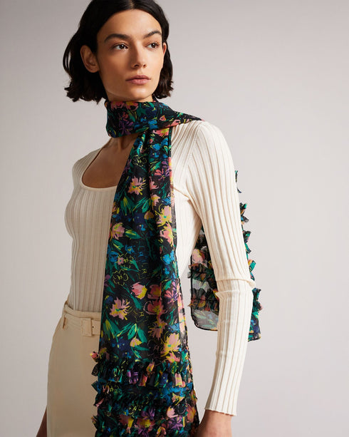 LIYANA-Scarves-Flirty Texture Floral Scarf- Ted Baker Romania