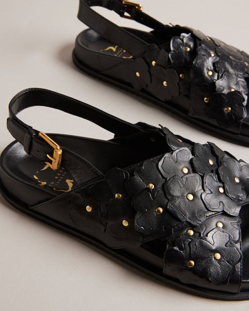 MIARAH-Sandals-Put a spring in your step with MIARAH. A classic slider style embellished with our mignature magnolias all over the straps, these shoes are just asking to see the sun. Take them to the beach, the pool or out in the city on a sunny day. Sliders Leather Magnolia embellished Ankle strap Open toe Metallic studs Buckle fastening- Ted Baker Romania